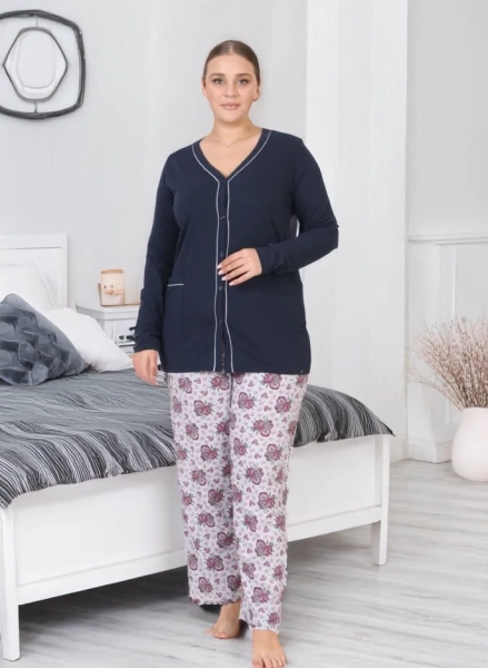 Royalfashion Cotton women's 2-piece flower pajama PLUS SIZE