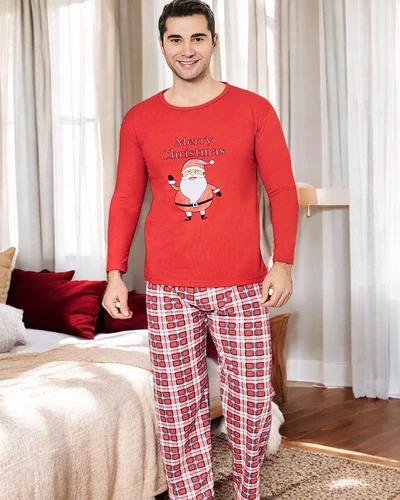 Royalfashion Christmas Cotton Men’s Pajama 2-Piece Merry Christmas PLUS SIZE