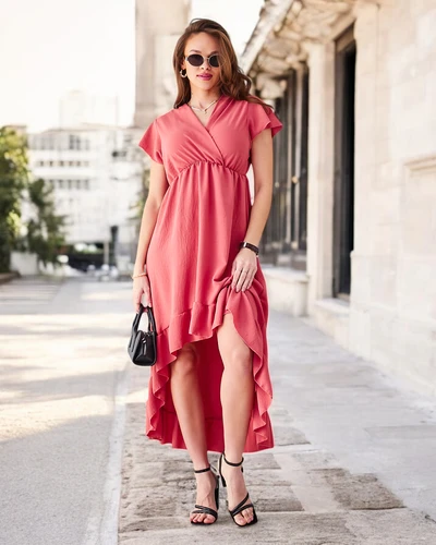 Royalfashion Women's midi dress with an asymmetrical hem