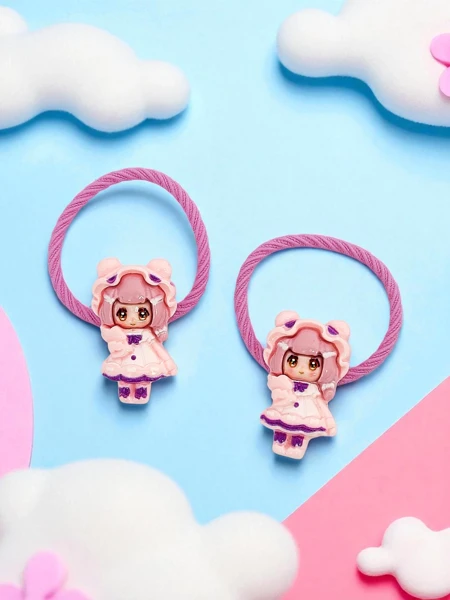 Bambina Rosetta hair elastics with a doll motif