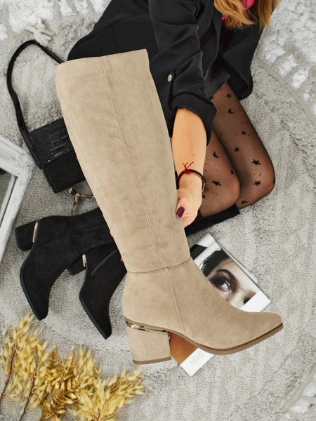 Women's Eco-Suede Block Heel Boots Niefio