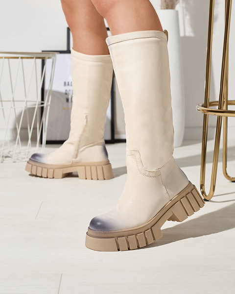 Cream women's Astaroth mid-calf boots - Footwear