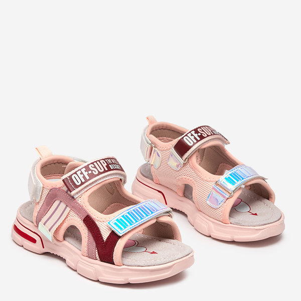 Pink girls' sandals with holographic inserts from Heilol - Footwear