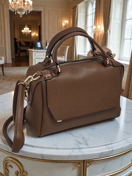 Flora Dark Brown Leather Elegant Handbag