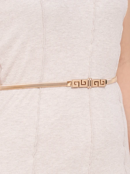 Golden metal women's belt Minerva Elegante with Greek motif, 64-100 cm