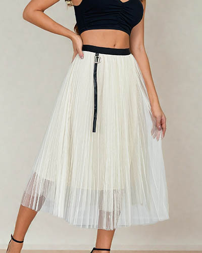 Royalfashion Women's double-layered midi skirt