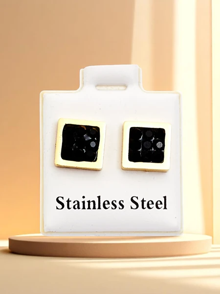 Royalfashion Square women's earrings with cubic zirconia