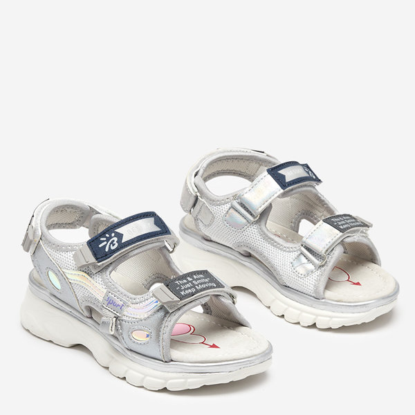 Silver children's sandals with colorful inserts Meniko - Footwear