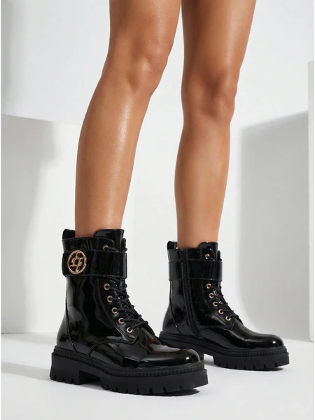 Lacquered Women's Eco-Leather Boots Eulin