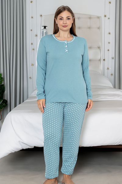 Royalfashion Women's Cotton 2-Piece Polka Dot Pajama PLUS SIZE