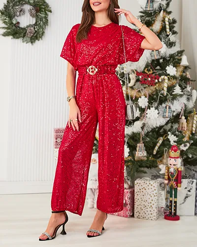 Royalfashion Women's long jumpsuit with sequins