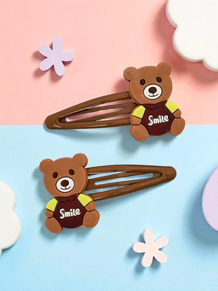 Hair clips with a bear