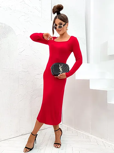 Royalfashion Women's eco leather midi skirt