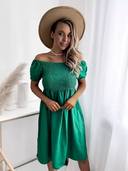 Green women's mini dress a'la hiszpanka- Clothing