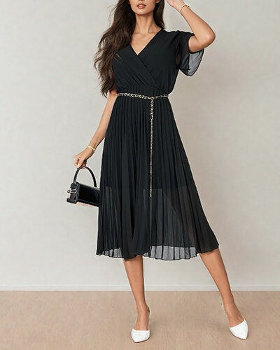 Royalfashion Women's pleated midi dress