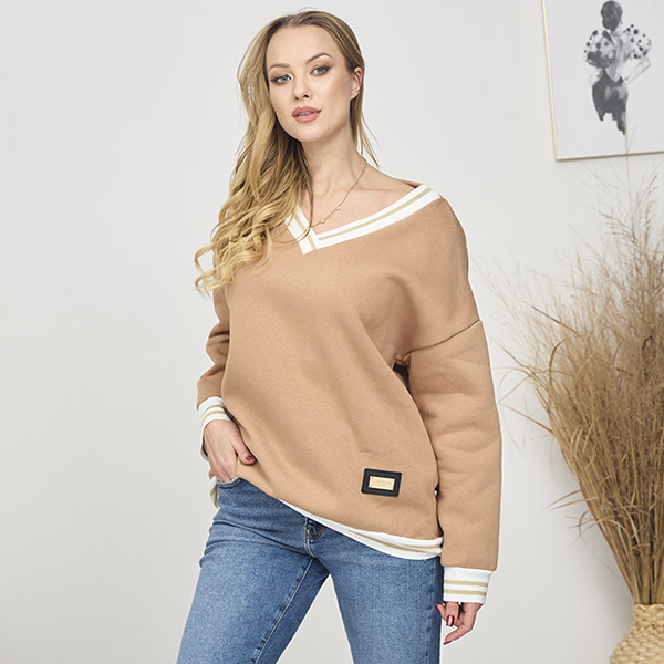 Women's insulated sweatshirt in light brown- Clothing