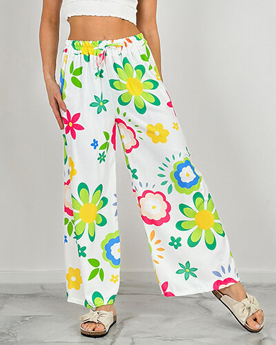 Royalfashion Women's wide floral fabric pants