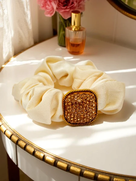 Royalfashion Hair tie with decorative rhinestone Satin Shine