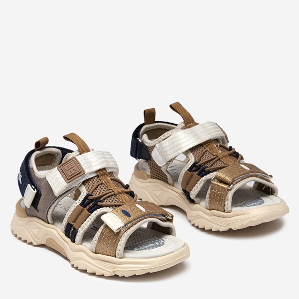 Beige children's sandals with Velcro Meteris - Footwear