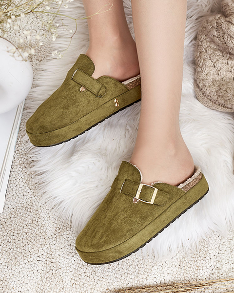 Royalfashion Women's slippers with sheepskin and buckle Kajis