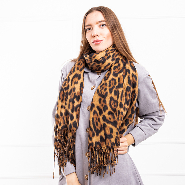 Camel leopard pattern scarf - Accessories