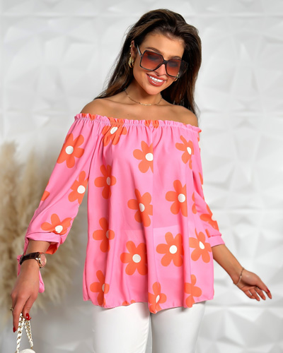 Royalfashion Women's blouse a'la hiszpanka in flowers