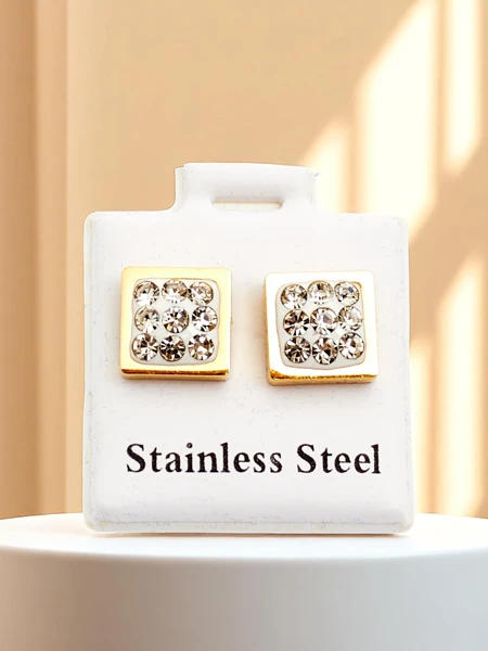 Royalfashion Square women's earrings with cubic zirconia