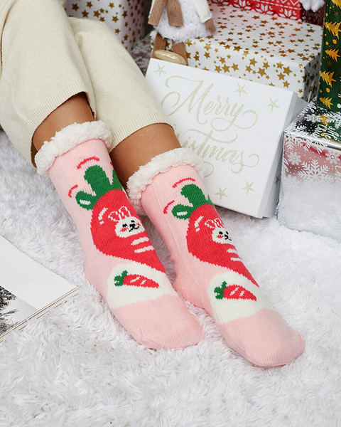 Red women's socks with Christmas pattern - Underwear