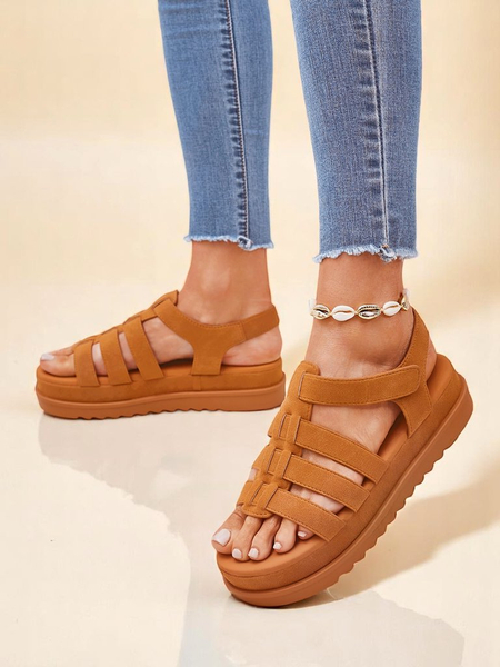 Callista Camel women's platform sandals Royalfashion eco leather