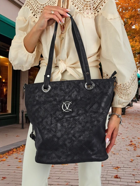 Calista Nero women's handbag - elegant eco-leather shopper bag, black