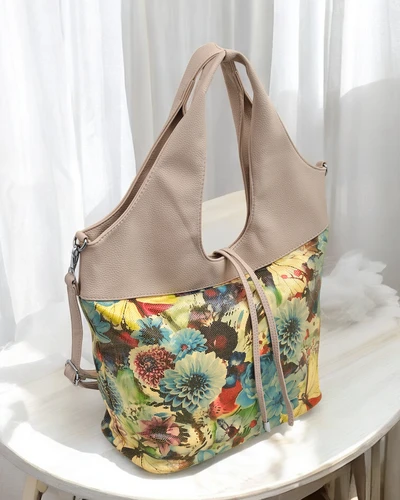Royalfashion Large eco-leather bag with a floral pattern