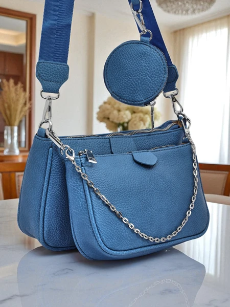 Kallisté women's multi-functional eco-leather handbag blue, 3in1, Italian style