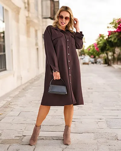 Royalfashion Women's fabric dress with buttons PLUS SIZE