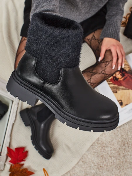 Women's Eco-Leather Ankle Boots with Fur Kesy