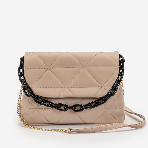 Beige women's quilted handbag - Accessories