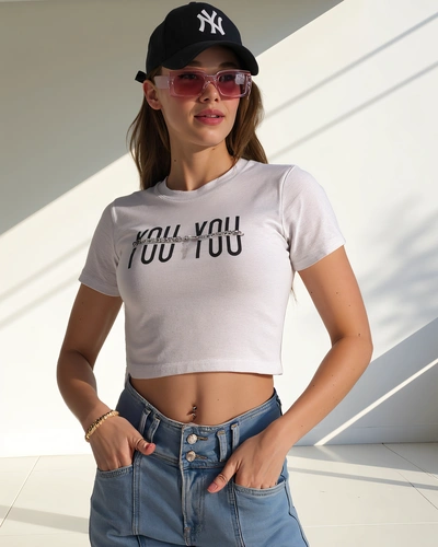 Royalfashion Women's Cotton Crop Top with the Inscription