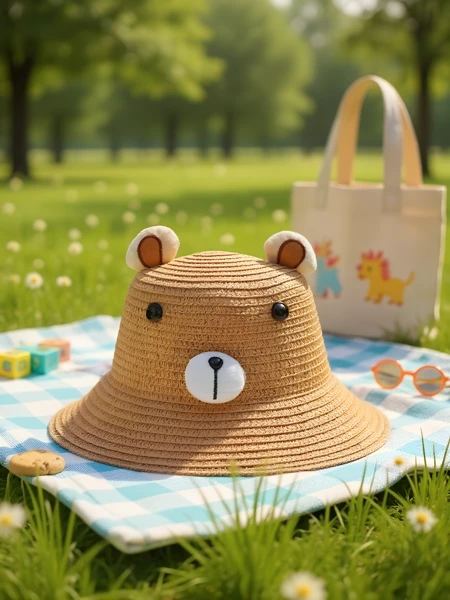 Royalfashion Children's Straw Hat Bear