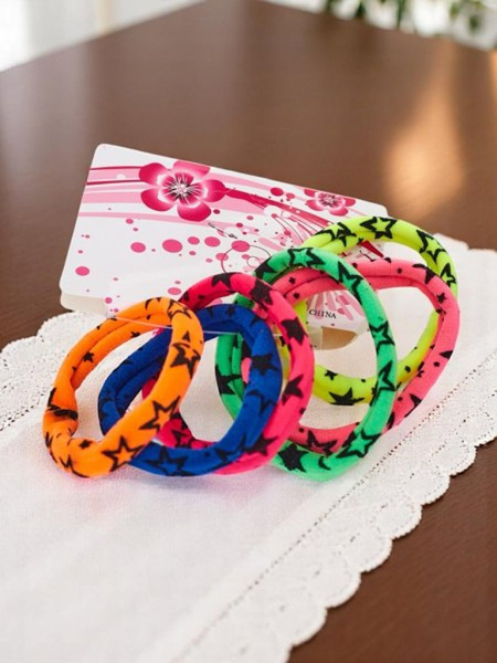 Royalfashion Set of 6 colorful Starina hair elastics with stars