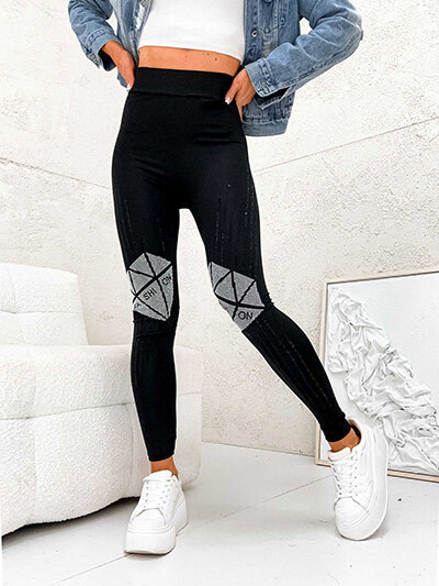 Royalfashion Women's leggings with zircons
