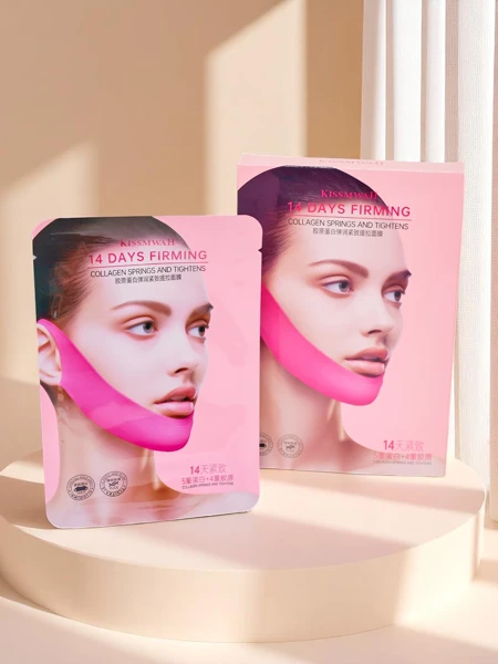 Lifting and firming face oval mask with collagen