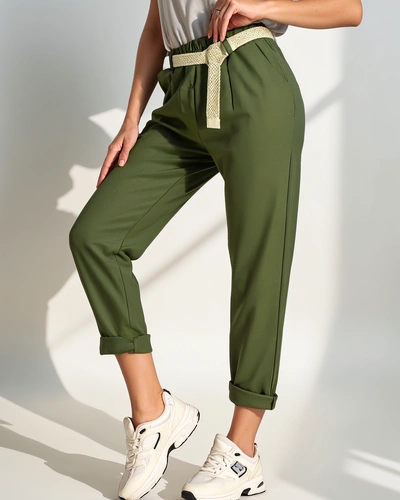 Royalfashion Simple women's trousers with a belt