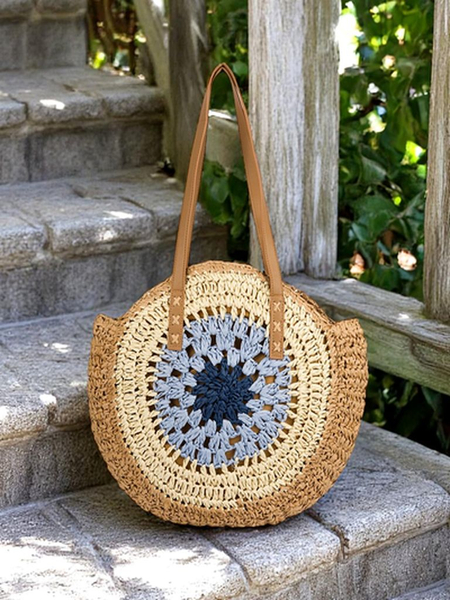 Royal Fashion Women's Large Straw Flora Handbag