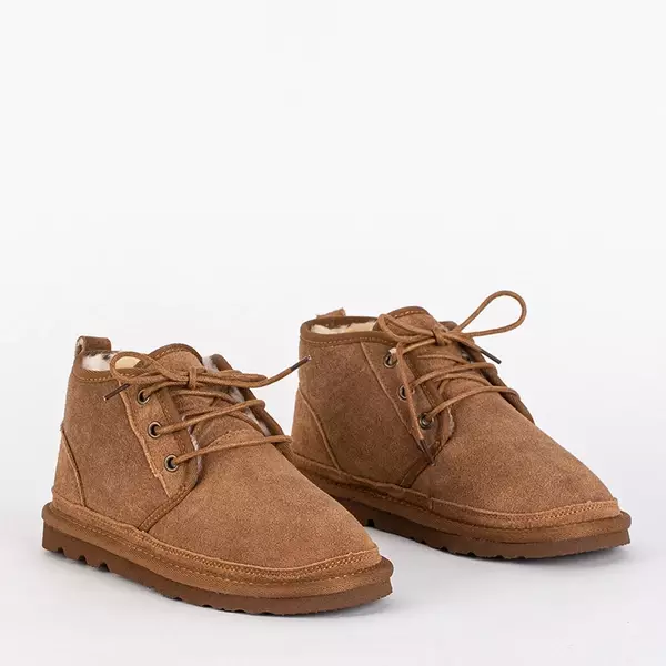 OUTLET Children's brown short lace-up snow boots Tibilis- Footwear