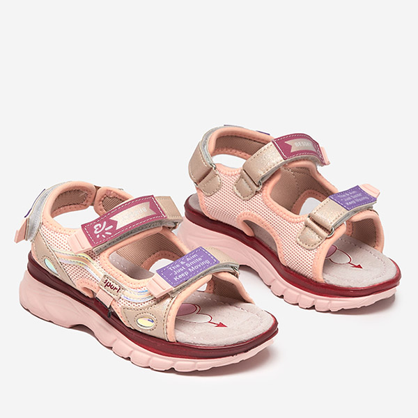 Pink children's sandals with colorful inserts Meniko - Shoes