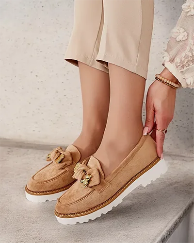 Royalfashion Women's moccasins with bow Ezizer