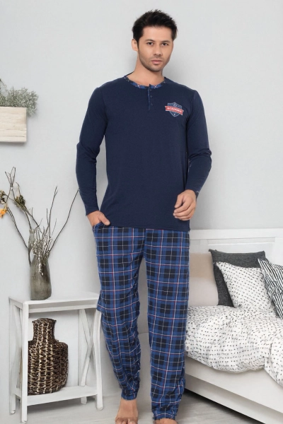 Royalfashion Cotton men's checkered pajamas