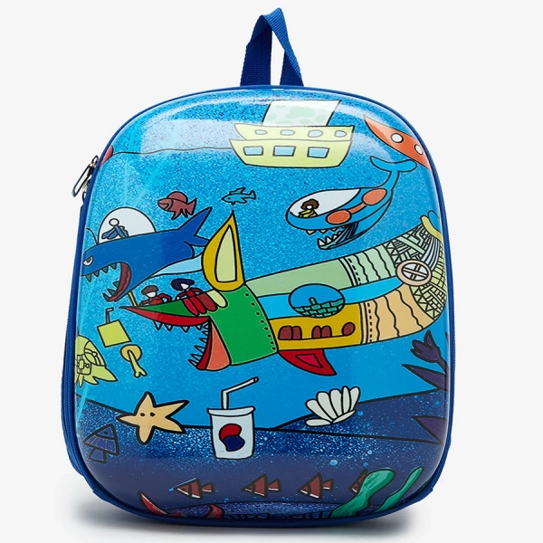 Royalfashion Backpack with fish in navy blue
