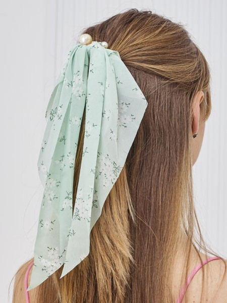 Royalfashion Hair tie with ribbon with little flowers and pearls Perlissa