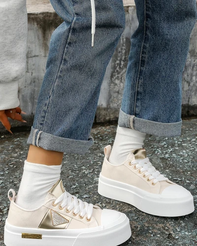 Royalfashion Women's platform sneakers Gold World