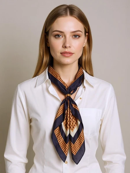 Apollonia - women's polyester scarf, light brown, Italian style, 69x66cm